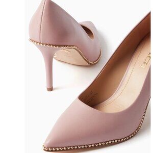 Coach Waverly Beadchain Studded Leather Pumps Light Rose Pink Size 5.5